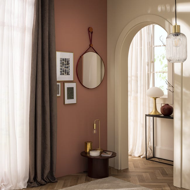 Lustro okrągłe Chana Copper na pasku śr. 55 cm z uchwytem Inspire