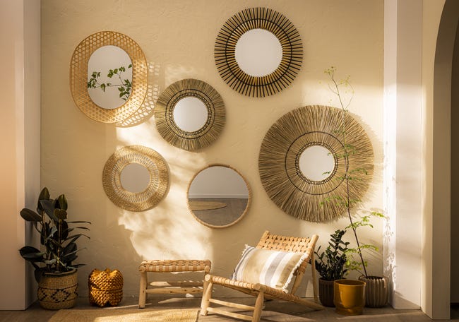 Lustro okrągłe Penka Natural śr. 75 cm Inspire