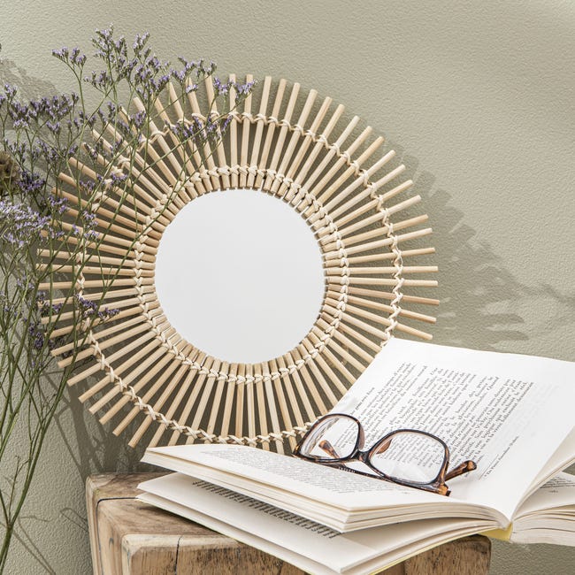 Lustro w bambusowej ramie Bamboo okrągłe śr. 30 cm Inspire