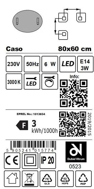 Lustro z reflektorem CASO 80 x 60 DUBIEL VITRUM