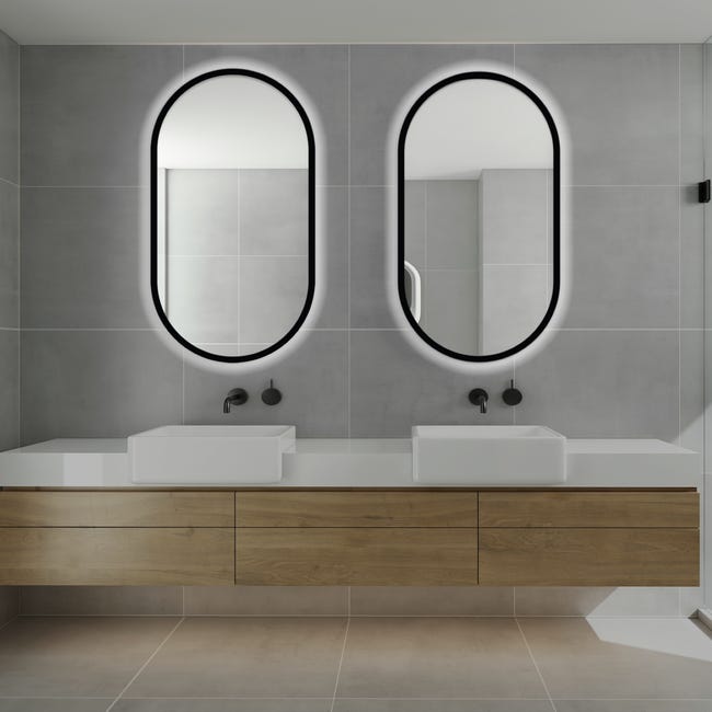 Lustro z wbudowanym oświetleniem Oslo Black Ambiente 50 x 90 Venti