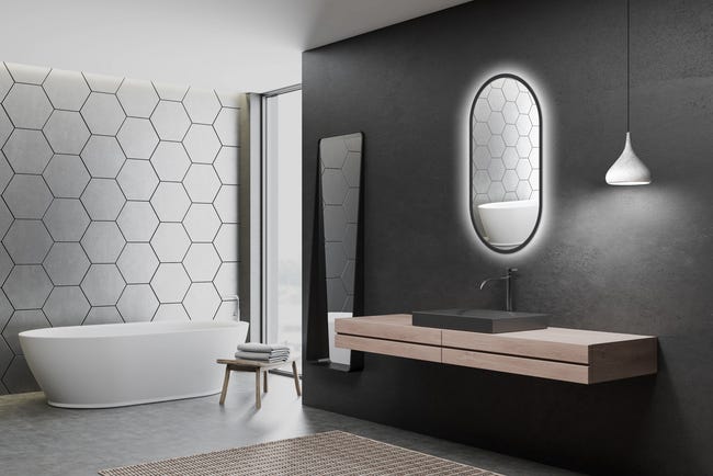 Lustro z wbudowanym oświetleniem Oslo Black Ambiente 50 x 90 Venti