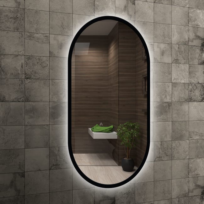 Lustro z wbudowanym oświetleniem Oslo Black Ambiente 50 x 90 Venti