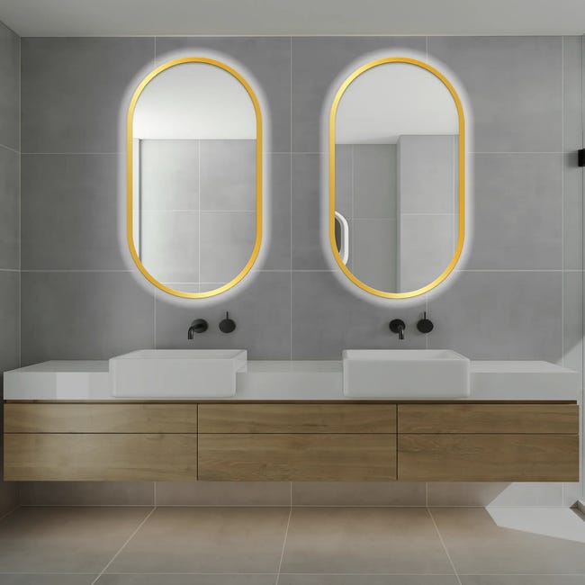 Lustro z wbudowanym oświetleniem Oslo Gold Ambiente 50 x 90 Venti