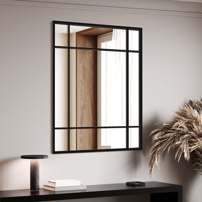 Lustro ze szprosami okno Loft Harry czarne 69 x 95 cm