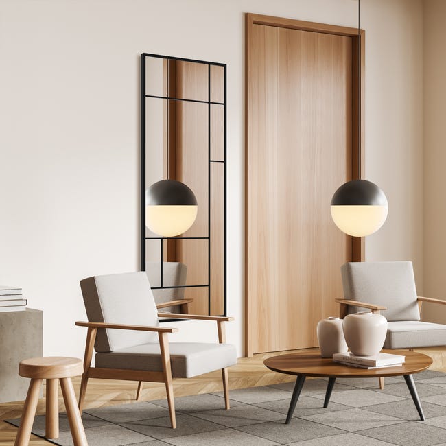 Lustro ze szprosami okno Loft Jacob czarne 60 x 150 cm