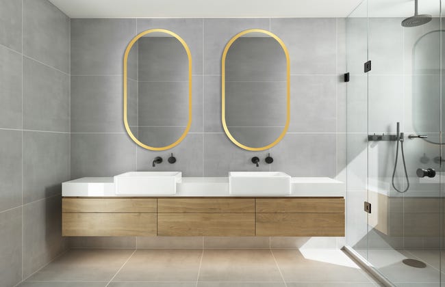 Lustro łazienkowe bez oświetlenia Oslo Gold 50 x 90 Venti