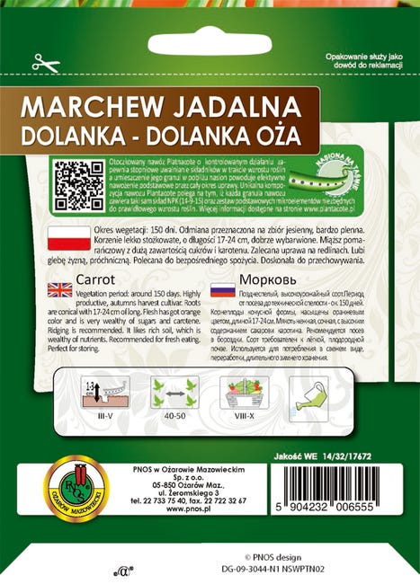 Marchew jadalna Dolanka nasiona na taśmie 6m Pnos