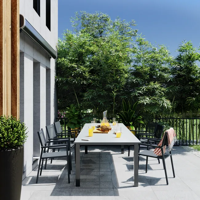 Markiza tarasowa z napędem i oświetleniem 3.95 x 3 metry Nori LED antracytowa Naterial