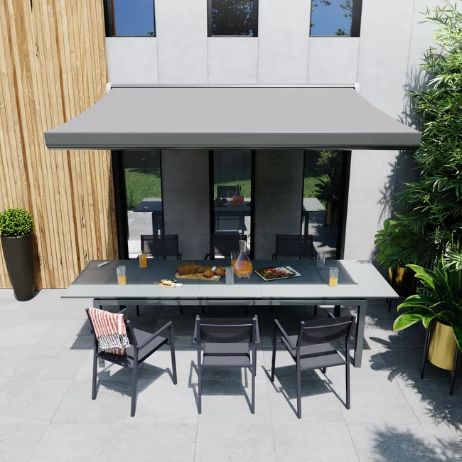 Markiza tarasowa z napędem i oświetleniem 4.95x3 metry Nori 2 LED antracytowa Naterial