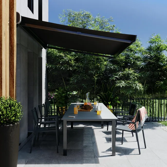 Markiza tarasowa z napędem i oświetleniem 4.95x3 metry Nori 2 LED antracytowa Naterial