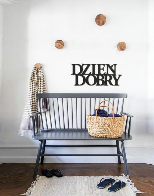 Metalowa dekoracja ścienna Dzień Dobry 70 x 30 cm