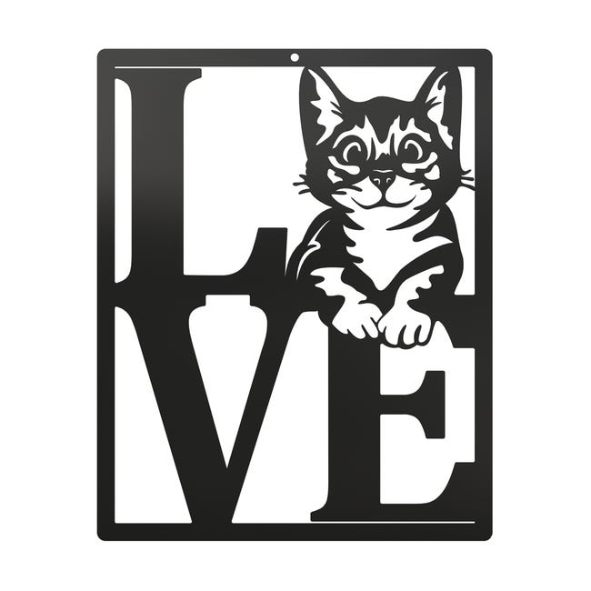 Metalowa dekoracja ścienna Love kot 37 x 45 cm