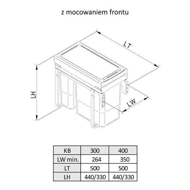 Mocowanie frontu do koszy JC 601-604 Rejs