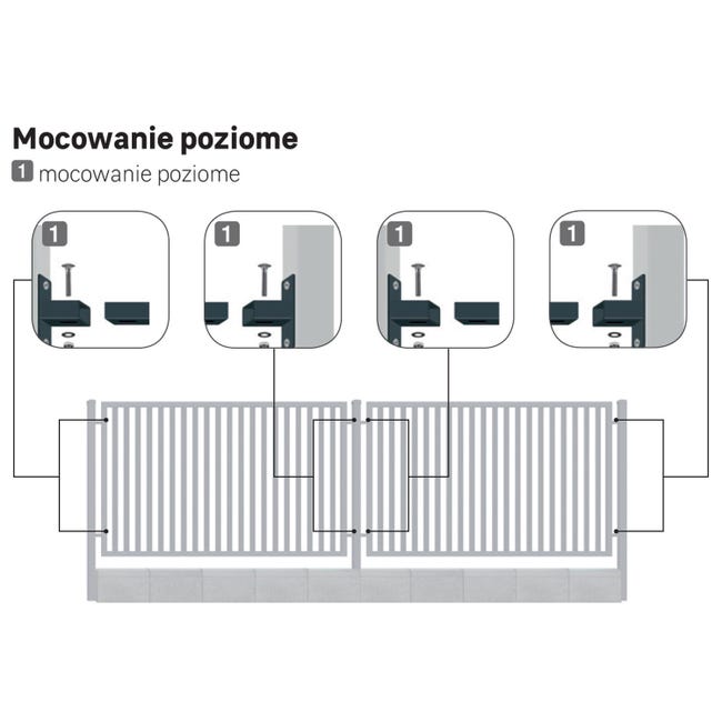 Mocowanie poziome do przęseł 4szt. czarne