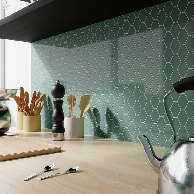 Mozaika Flake Green Glossy 27.9 x 33.8 Artens