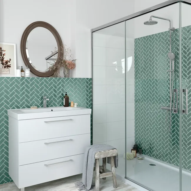 Mozaika Metro Green Chevron Glossy 27.9 x 27.4 Artens