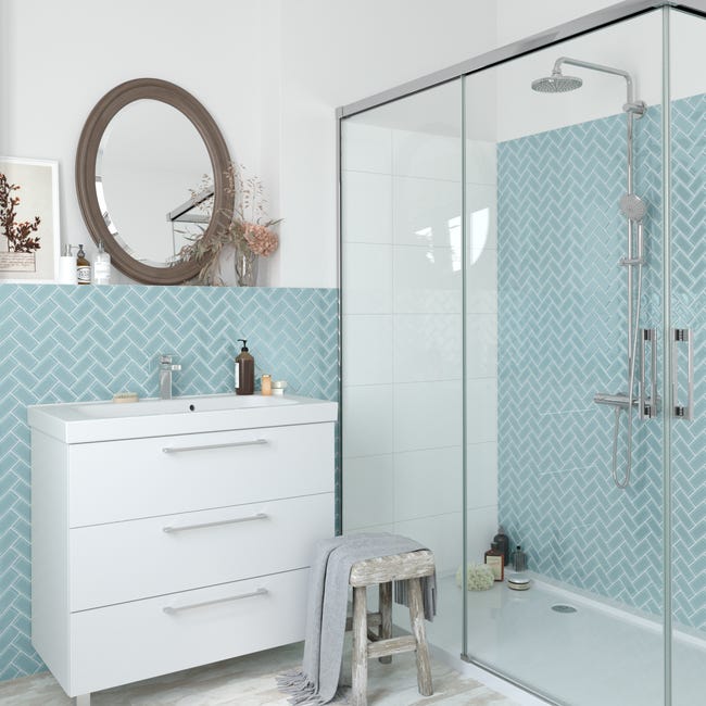Mozaika Metro Light Blue Chevron 27.9 x 27.4 Artens