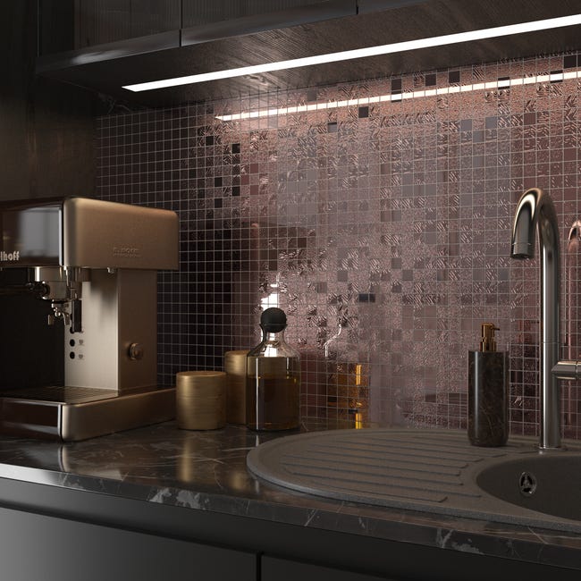 Mozaika Scarlette Pink Gold Glossy 30 x 30 Artens