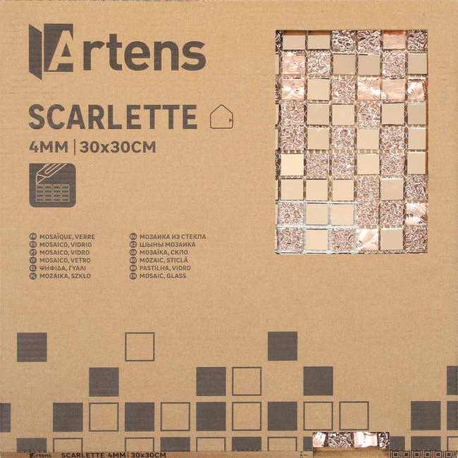 Mozaika Scarlette Pink Gold Glossy 30 x 30 Artens