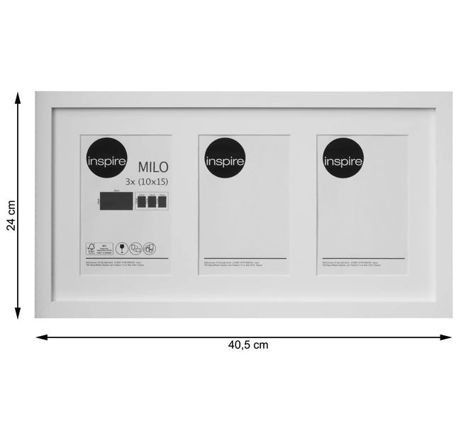 Multiramka Milo na 3 zdjęcia 40.5 x 24 cm biała MDF Inspire