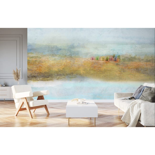 Mural Beach plaża akwarela 500 x 280 cm delikatna struktura