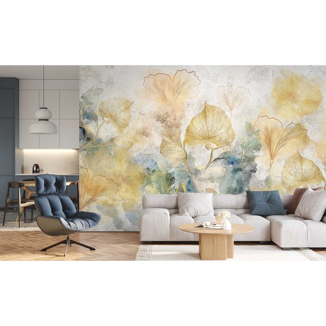 Mural Biloba Akwarele 300 x 280 cm delikatna struktura