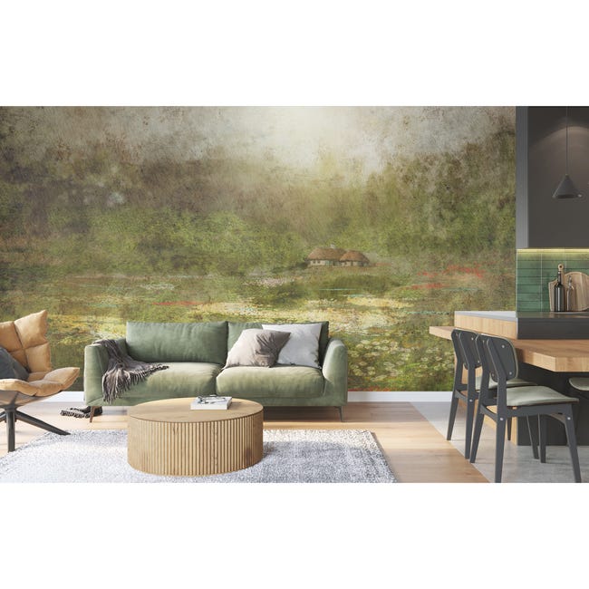 Mural Cottage pejzaż leśna polana 500 x 280 cm delikatna struktura
