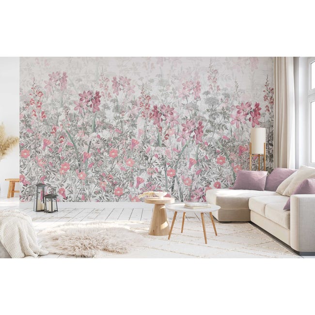 Mural Pink Herbs zioła różowe 500 x 280 cm delikatna struktura