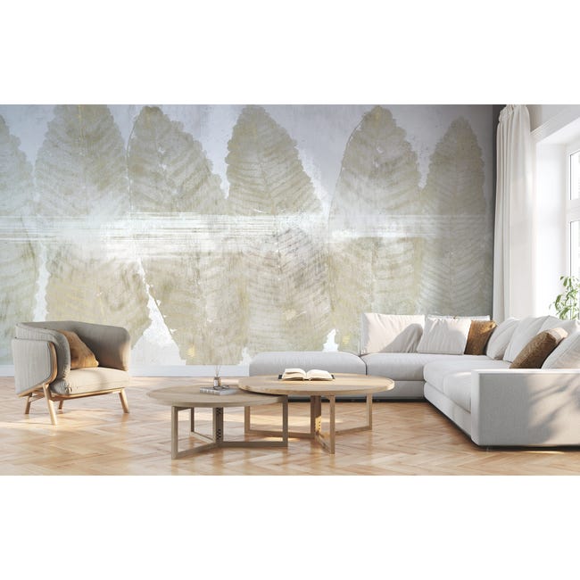 Mural Wings boho beżowo-złoty 500 x 280 cm delikatna struktura