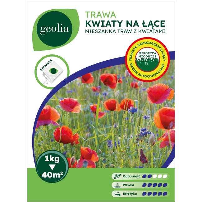 Nasiona trawy kwiaty na łące + mikoryza 1kg Geolia