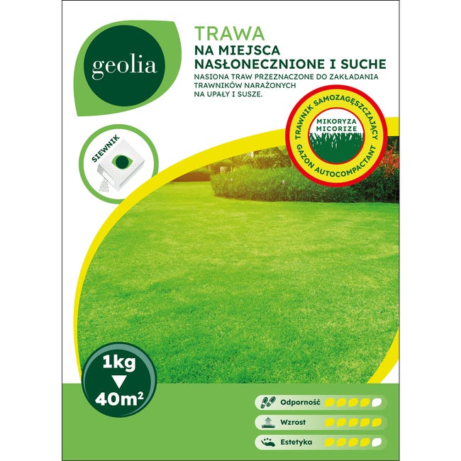 Nasiona trawy na miejsca nasłonecznione + mikoryza 1kg Geolia