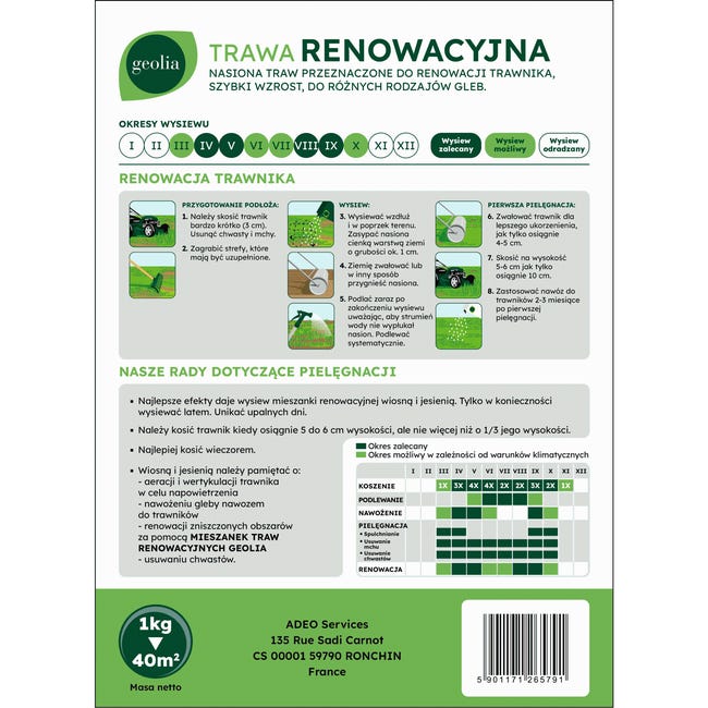 Nasiona trawy renowacyjnej + mikoryza 1kg Geolia
