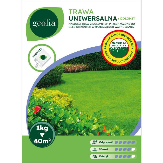 Nasiona trawy uniwersalnej + mikoryza + dolomit 1kg Geolia