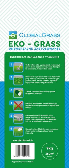 Nasiona trawy uniwersalnej Eko-Grass 9kg Global Grass