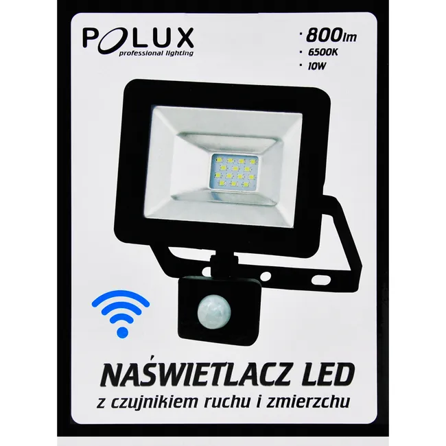 Naświetlacz COB z czujnikiem ruchu IP65 czarny aluminium LED POLUX