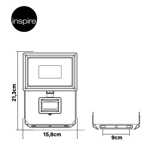 Naświetlacz Yonkers czarny z czujnikiem 4050 lm IP44 Inspire
