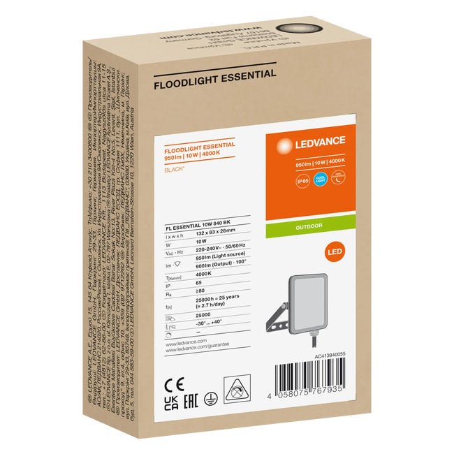 Naświetlacz zewnętrzny Essential czarny 900 lm IP65 LED Ledvance