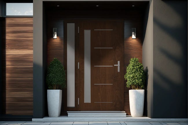 Naświetle do drzwi Novia 320x2095 mm szyba szara rama orzechowa Wiśniowski