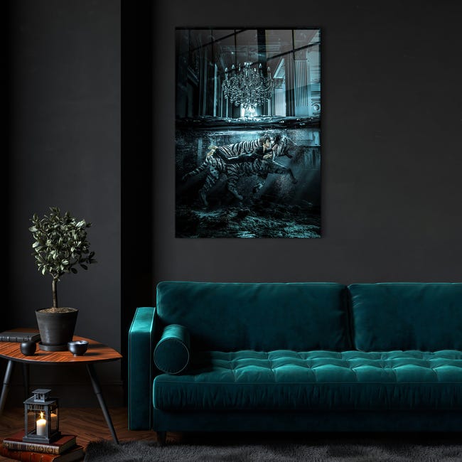 Obraz na szkle Boy & Tiger 80 x 120 cm