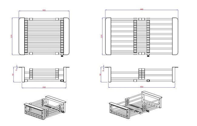 Ociekarka do naczyń rozsuwana 25 x 30 - 44 cm biała Quadron