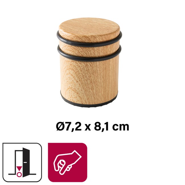 Odbojnik podłogowy do drzwi wysoki drewno śr.7.2 cm Inspire