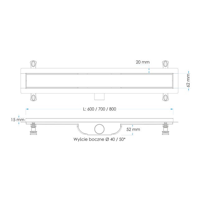 Odpływ liniowy INOX 800 TYCNER