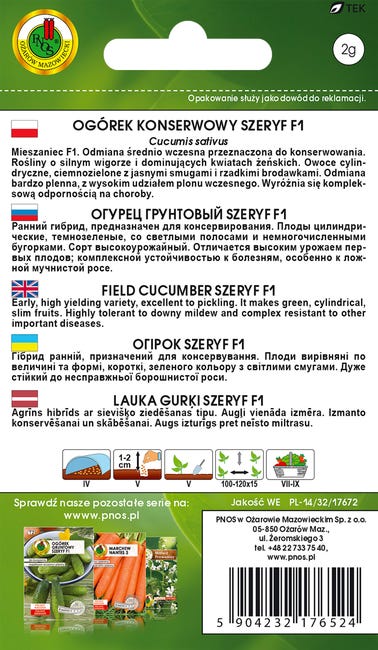 Ogórek gruntowy Szeryf F1 nasiona Pnos