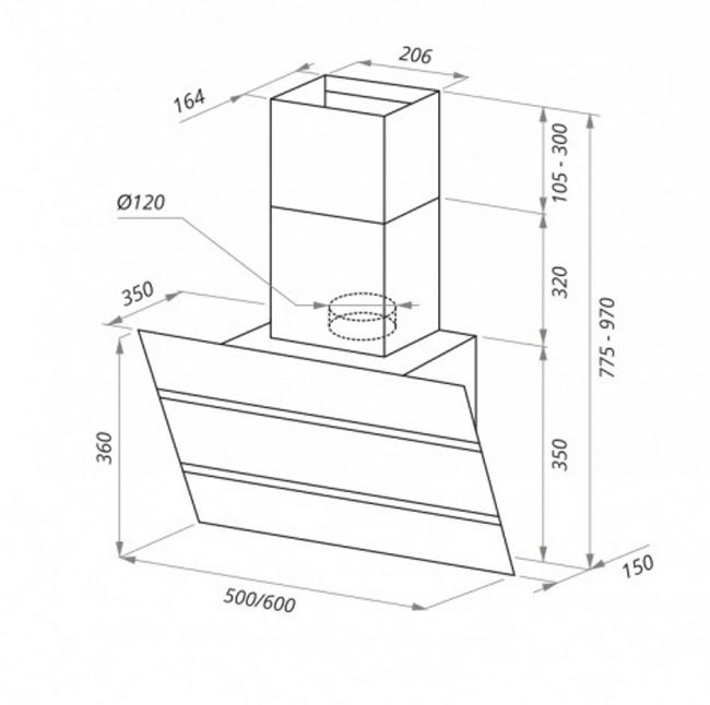 Okap kominowy MWM 60 BL GL 60 cm Ciarko