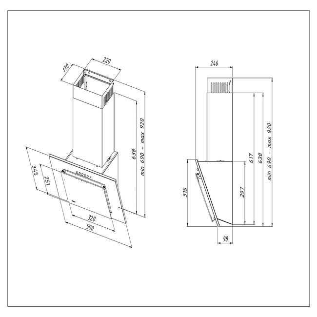 Okap kominowy Nero Eco 50 T300 50 cm Akpo