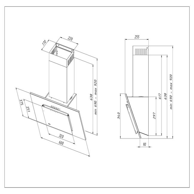 Okap kominowy Nero Eco 60 T300 60 cm Akpo