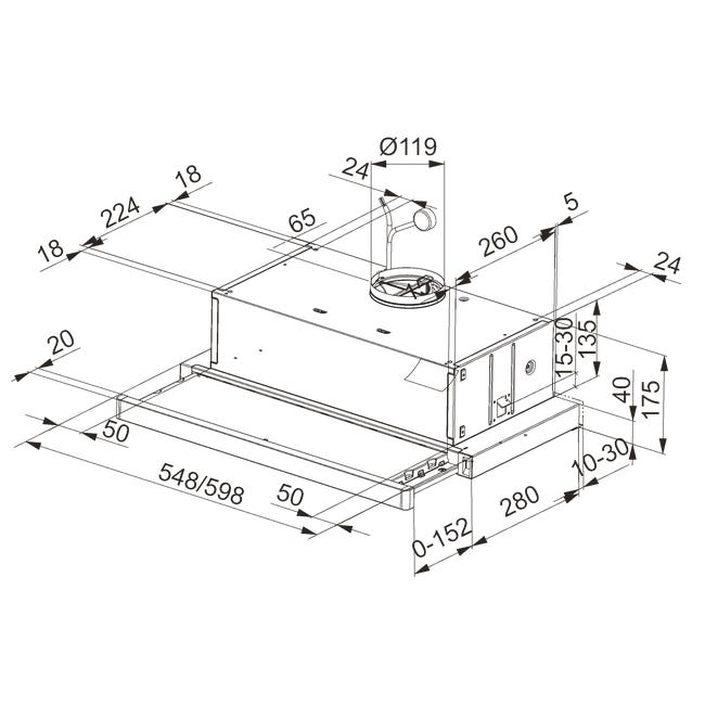 Okap podszafkowy FTC 632L WH 60 cm Franke