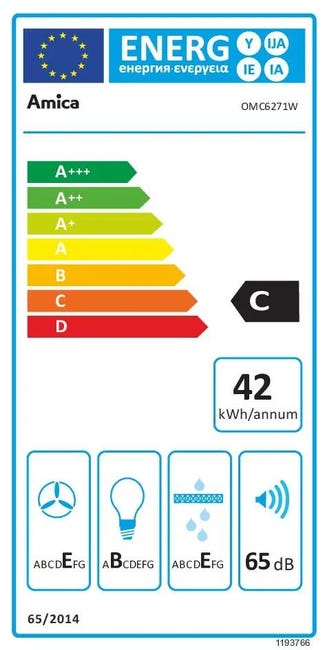 Okap podszafkowy OMC6271W 60 cm biały Amica
