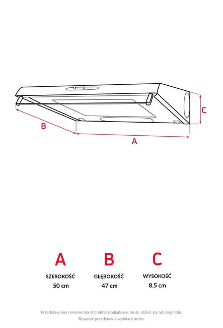 Okap podszafkowy OSC5232I 50 cm Amica